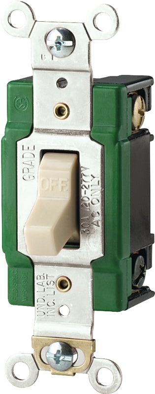 Eaton WD3032V Toggle Switch, 277 VAC, Back, Side Terminal, Polycarbonate Housing Material, Ivory