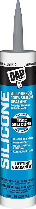 DAP 08643 Silicone Sealant, -40 to 400 deg F, 9.8 fl-oz Cartridge, Aluminum, Pack of 12