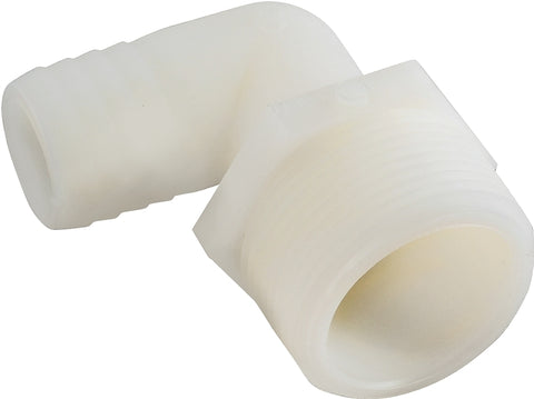 Anderson Metals 53720-0808 Hose Elbow, 1/2 in, Barb, 1/2 in, MPT, 150 psi Pressure, Nylon, Pack of 5