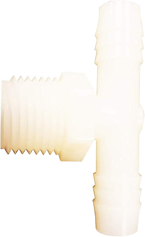 Anderson Metals 53772-0404 Hose Tee, 1/4 in, Barb, 1/4 in, MPT, Nylon, Pack of 10