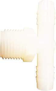 Anderson Metals 53772-1612 Hose Tee, 1 in, Barb, 1 x 3/4 in, Barb x MPT, Nylon, Pack of 5