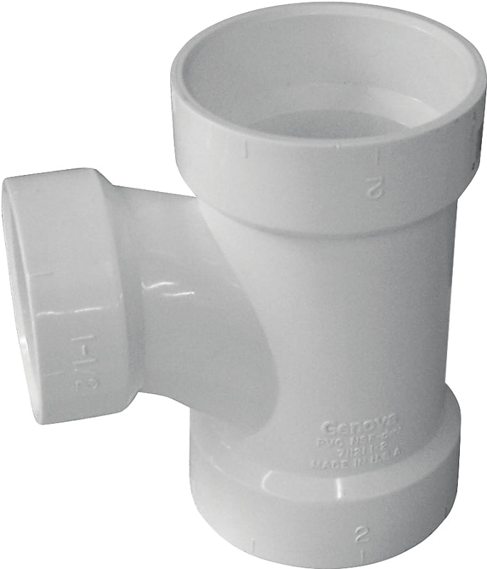 Pvc Ty Canplas 192128L DWV Sanitary Pipe Tee, 2 x 1-1/2 in, Hub, PVC, White ...