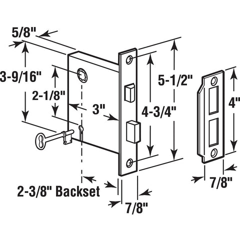 Defender Security E 2294 Mortise Interior Lockset, Polished Brass, Steel
