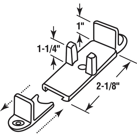 Prime-Line N 6761 Door Guide, 2-1/8 in L x 1-1/4 in H Dimensions, Nylon, White, Floor, 2/PK