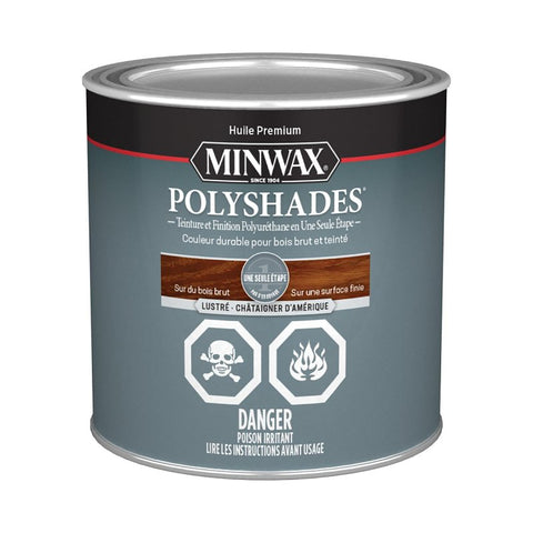 Minwax CM3475144 Oilbased Polyurethane Stain, Gloss, Liquid, American Chestnut, 236 mL, Can