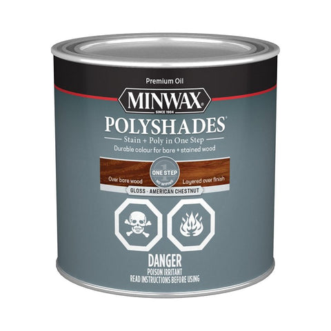 Minwax CM3475144 Polyshades, Gloss, Liquid, American Chestnut, 236 mL, Can