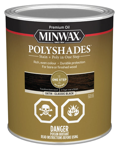 Minwax CM3395300 Oilbased Polyurethane Stain, Satin, Liquid, Classic Black, 946 mL, Can