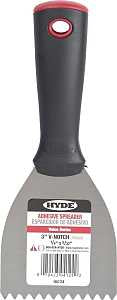 HYDE 04124 Adhesive Spreader, 3 in W Blade, Notched Blade, HCS Blade, Polypropylene Handle, Pack of 5