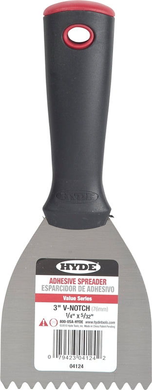 HYDE 04124 Adhesive Spreader, 3 in W Blade, Notched Blade, HCS Blade, Polypropylene Handle, Pack of 5