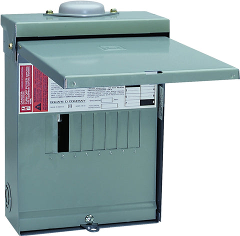 Square D QO QO612L100RBCP Load Center, 100 A, 6 -Space, 12 -Circuit, Main Lug, NEMA 3R Enclosure, Plug Mounting