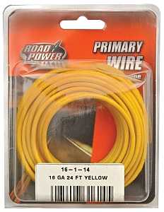 Road Power 55668333/16-1-14 Electrical Wire, 16 AWG Wire, 25/60 VAC/VDC, Copper Conductor, Yellow Sheath, 24 ft L