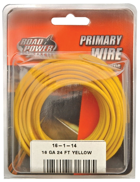 Road Power 55668333/16-1-14 Electrical Wire, 16 AWG Wire, 25/60 VAC/VDC, Copper Conductor, Yellow Sheath, 24 ft L