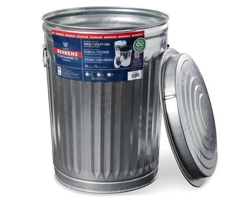 Behrens 1211 Trash Can, 20 gal Capacity, Steel