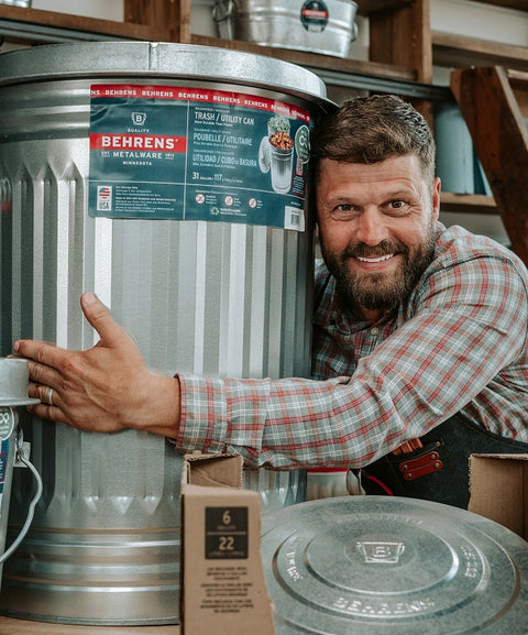 Behrens 1270 Trash Can, 31 gal Capacity, Steel, Silver