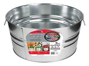 Behrens 2S Wash Tub, 15 gal Capacity, Galvanized Steel