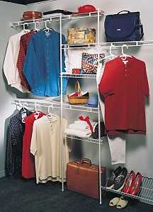 ClosetMaid 1608 Closet Organizer Kit, 96 in W x 12 in D x 70 in H Dimensions, Steel, White, Vinyl-Coated