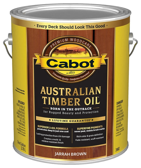Cabot 140.0003460.007 Australian Timber Oil, Jarrah Brown, Liquid, 1 gal, Can, Pack of 4