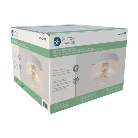Boston Harbor F14WH02-8002CL3L Two Light Ceiling Fixture, 120 V, 60 W, 2-Lamp, A19 or CFL Lamp, White Fixture