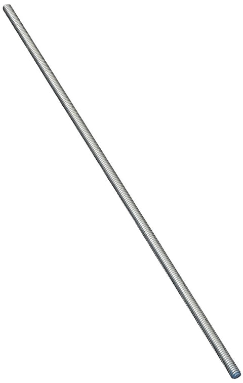National Hardware N179-580 Threaded Rod, 1/4-20 Thread, 72 in L, A Grade, Steel, Zinc, UNC Thread