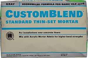 Custom CBTSG50 Thin-Set Mortar, Gray, Powder, 50 lb Bag, 85 to 95 sq-ft Coverage Area