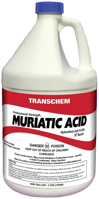 Sunbelt Chemicals MA1 Muriatic Acid, Liquid, Acrid, Pungent, Clear, 1 gal, Bottle, Pack of 4