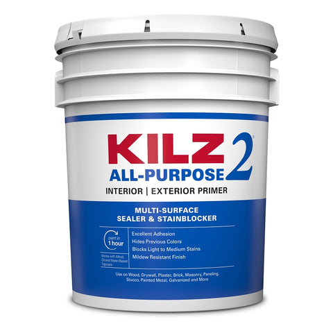 Kilz 20000 Sealer and Primer, 300 to 400 sq-ft/gal Coverage Area, White, 5 gal, Pail