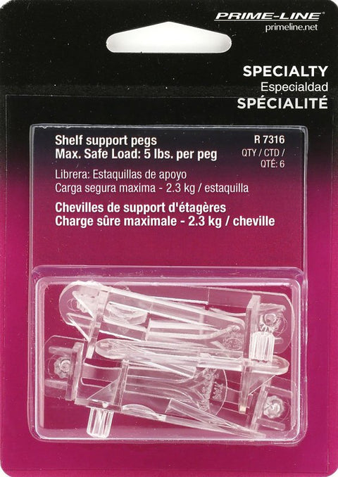 Prime-Line R 7316 Locking Shelf Peg, Plastic, Pack of 6