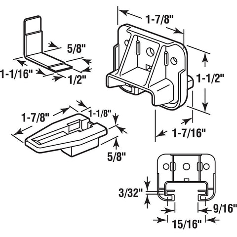Prime-Line R 7321 Drawer Track Guides and Glides, Plastic, Dark Brown