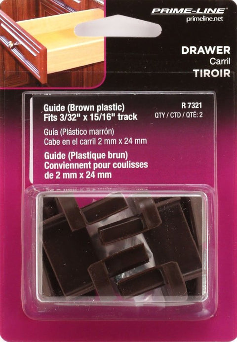 Prime-Line R 7321 Drawer Track Guides and Glides, Plastic, Dark Brown