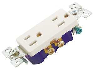RECPT DUPLEX STD DECR 15A WHT