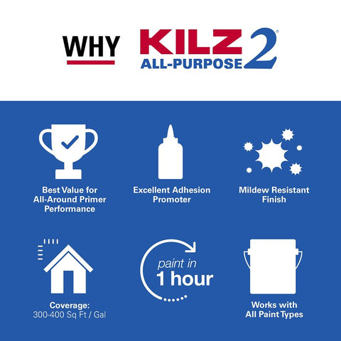 Kilz 20002 Premium Exterior Primer, White, 1 qt