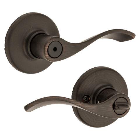 Kwikset 300BL 11PCP Privacy Lever, Turnbutton Lock, Venetian Bronze, Zinc, Residential, Reversible Hand, 3 Grade