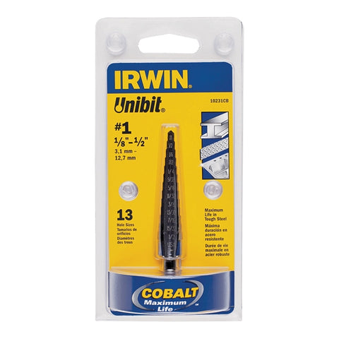Irwin Unibit High Speed Steel Hex 1/8 - 1/2 in. Dia. Step Drill Bit 1 pc.