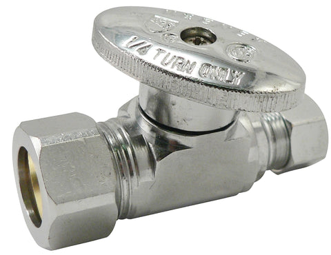 Plumb Pak PP2041PCLF Shut-Off Valve, 5/8 x 3/8 in Connection, Compression, Quarter-Turn Actuator, Brass Body