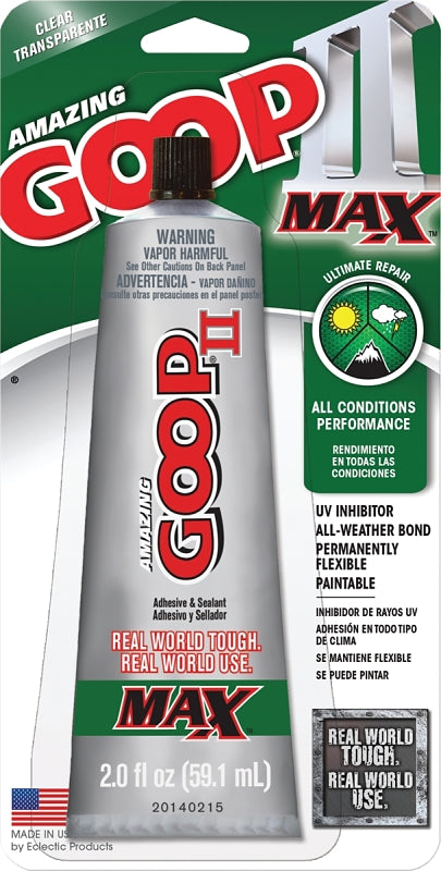 Amazing Goop II MAX 801400 Ultimate Repair Glue, Clear, 2 fl-oz, Tube