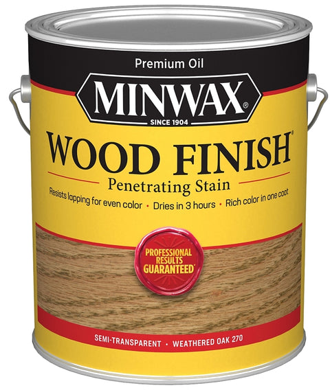 Minwax Wood Finish 710970000 Wood Stain, Weathered Oak, Liquid, 1 gal, Can, Pack of 2