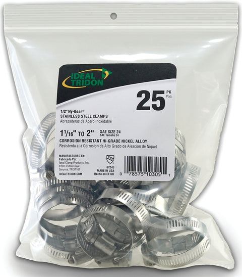 Ideal-Tridon Hy-Gear 67-6 Series 6724550 Worm Gear Hose Clamp, Stainless Steel