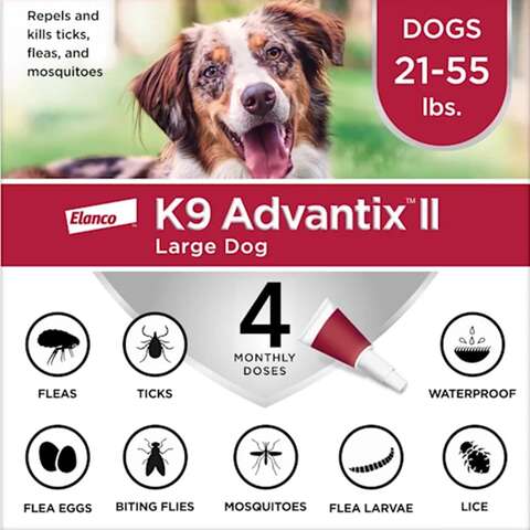 Elanco K9 Advantix II Liquid Dog Flea Drops Imidacloprid/Permethrin/Pyriproxyfen 0.34 oz