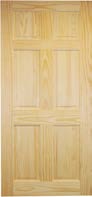 30 in. x 80 in. 6 Panel Interior Door Pine