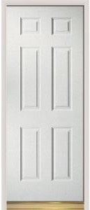 36 in. x 80 in. Prehung Steel 6 Panel Door Right Finger Joint Jamb