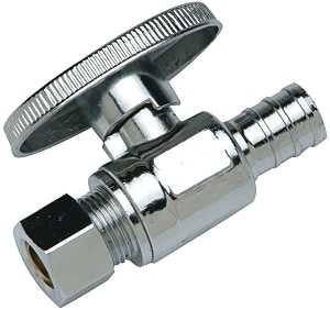 Apollo CPXVS1238C Stop Valve, 1/2 x 3/8 in Connection, PEX Barb x Compression, Brass Body, Chrome