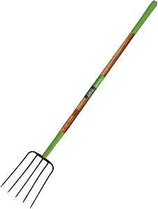 Ames 2826800 Series Manure Fork, 5-Tine, Steel Tine, Wood Handle, 61 in L Handle
