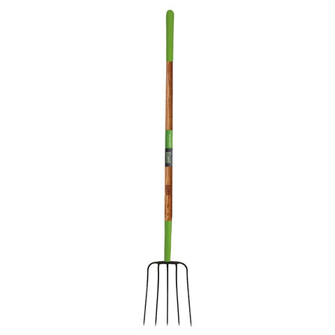 Ames 2826800 Series Manure Fork, 5-Tine, Steel Tine, Wood Handle, 61 in L Handle