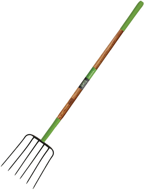 Ames 2826900 Series Manure Fork, 6-Tine, Steel Tine, Wood Handle, 61 in L Handle