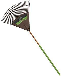 Ames 2915712 Leaf Rake, Poly Tine, 30-Tine, Wood Handle, 48 in L Handle