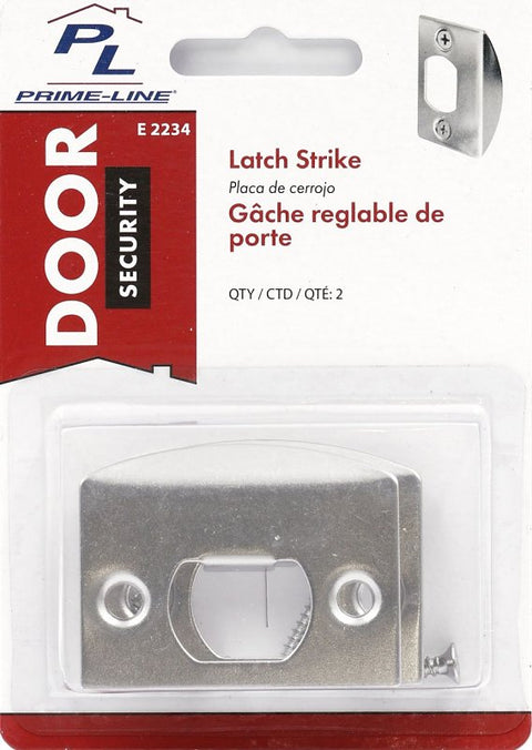 Defender Security E2234 Strike Plate, 2-1/4 in L, 1-7/16 in W, Steel, Chrome