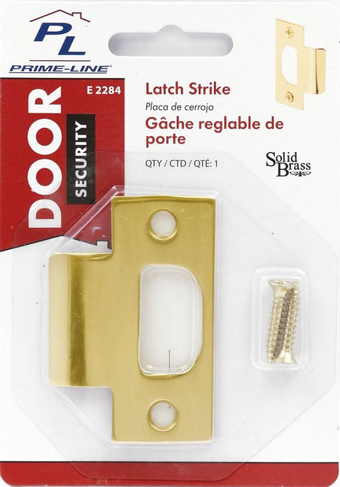 Defender Security E2284 Door Strike Plate, 2-3/4 in L, 1-1/8 in W, Brass, Polished