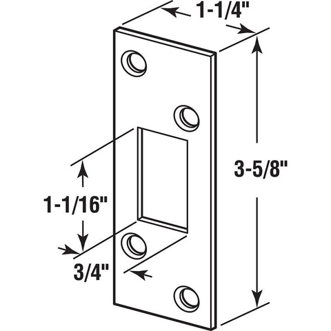Defender Security E 2285 Deadbolt Strike Plate, 3-5/8 in L, 1-1/4 in W, Steel, Antique Brass