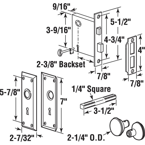 Defender Security E 2293 Mortise Interior Lockset, Polished Brass, Steel