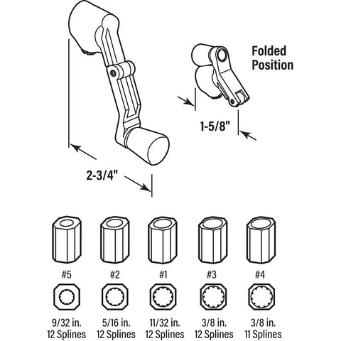 Prime-Line H 3962 Crank Handle, White, Zinc, Painted